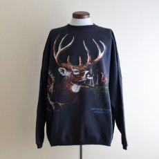 画像1: 1990s HABITAT シカ アニマルプリントスウェット　 "MADE IN USA"　 表記XXL  (1)