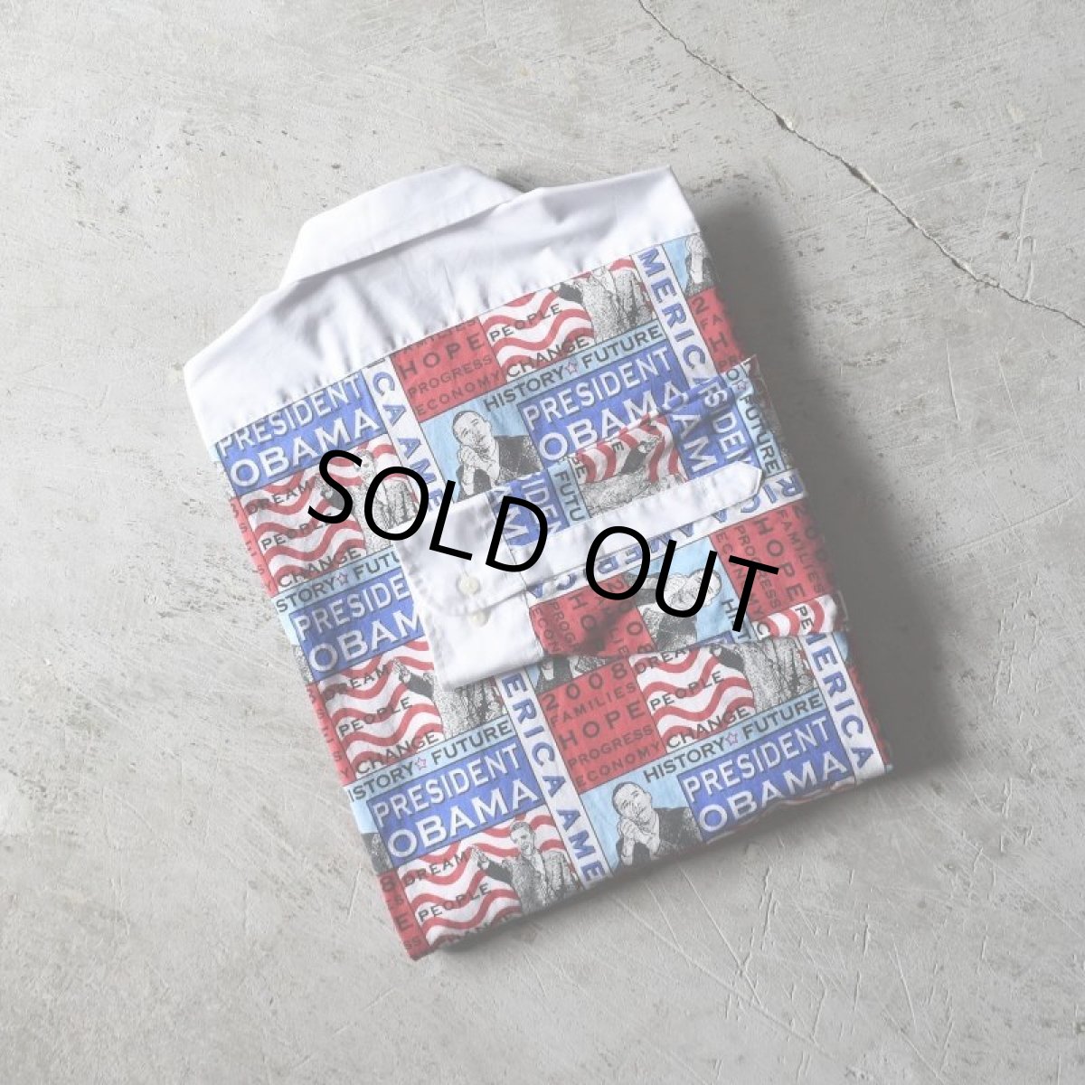 画像1: 2000s ARROW オバマ大統領柄ホワイトシャツ　 表記L  (1)