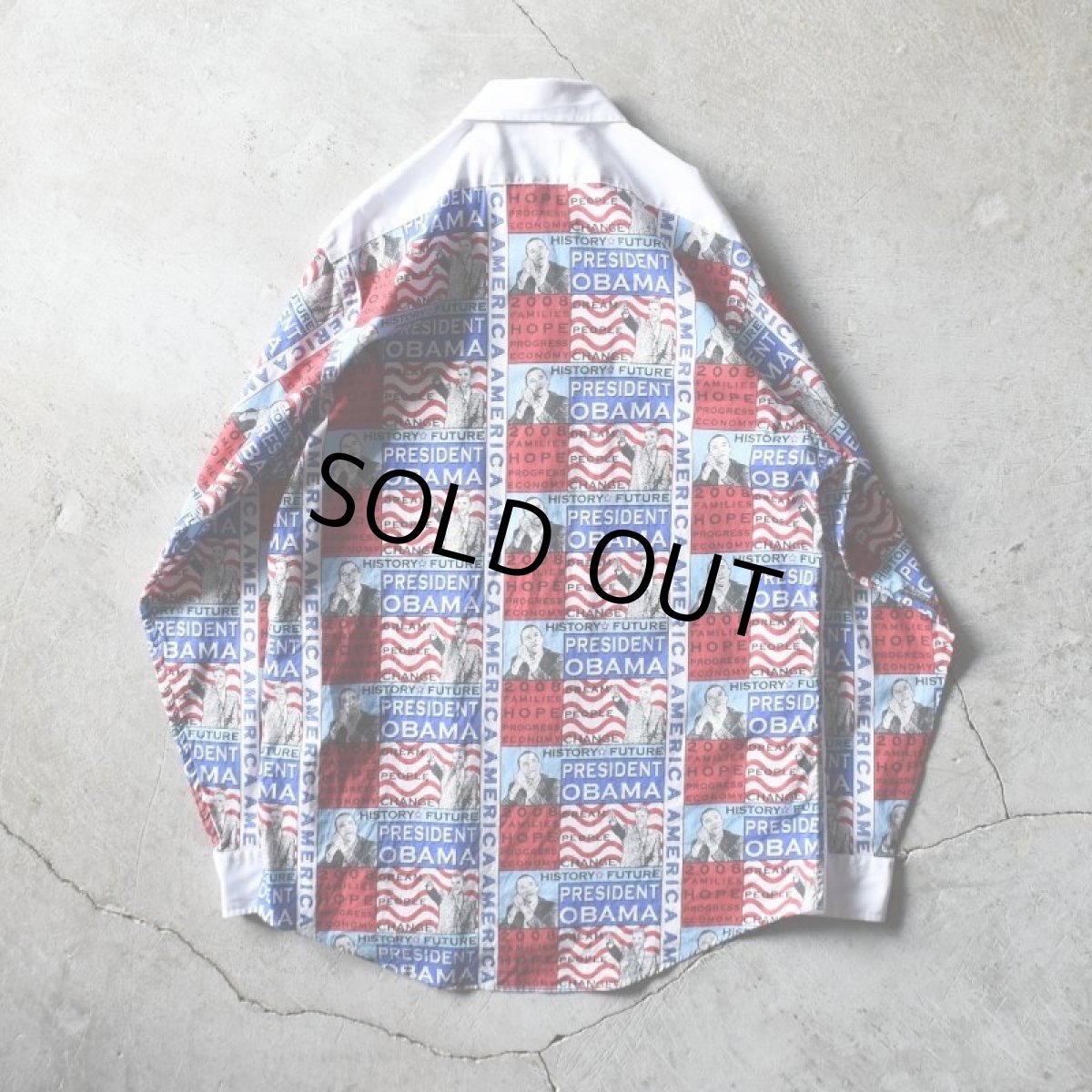 画像3: 2000s ARROW オバマ大統領柄ホワイトシャツ　 表記L  (3)