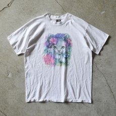 画像1: 1990s 美人猫アートTシャツ　 "MADE IN USA"　 表記L  (1)