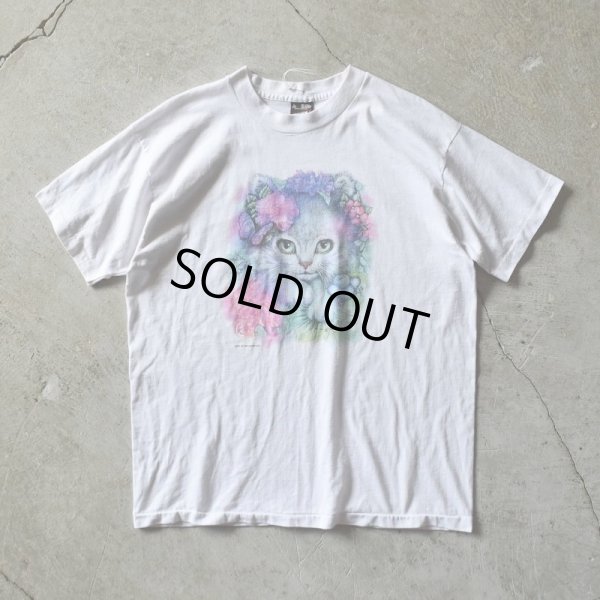 画像1: 1990s 美人猫アートTシャツ　 "MADE IN USA"　 表記L 