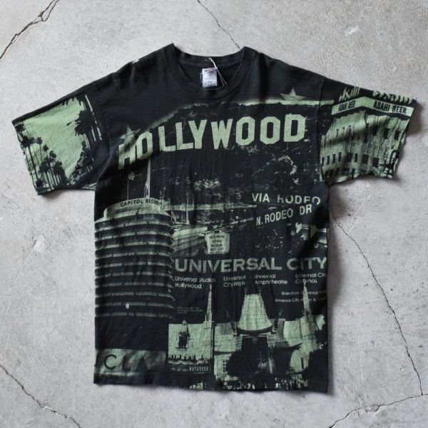 画像1: 1990s Edwards Teez HOLLYWOOD 総柄プリントTシャツ　 "MADE IN USA"　 表記XL 