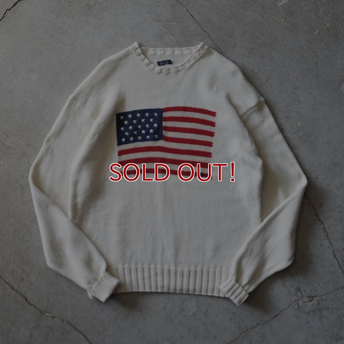 画像1: 1990s Polo by RalphLauren 星条旗コットンニットセーター　 実寸XL  (1)
