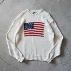 画像1: 1990s Polo by RalphLauren 星条旗コットンニットセーター　 実寸XL  (1)