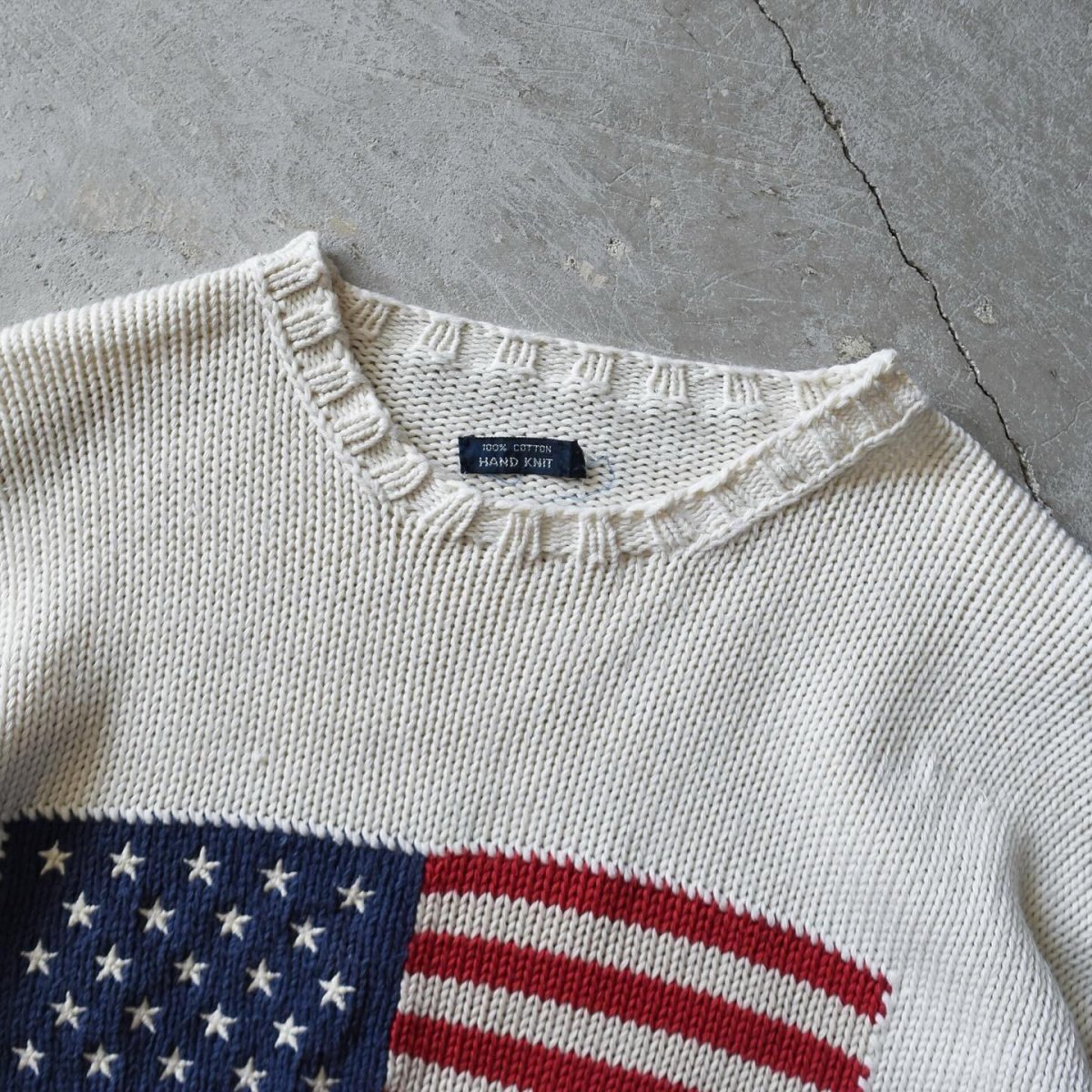 画像2: 1990s Polo by RalphLauren 星条旗コットンニットセーター　 実寸XL  (2)