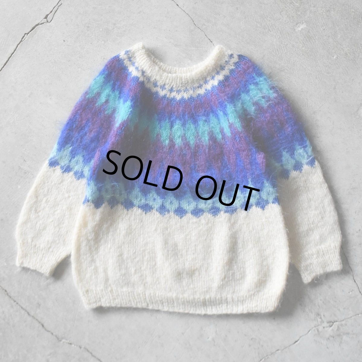 画像1: LILLUNN ノルディックモヘアセーター　 "HAND KNIT OF NORWAY"　 実寸L  (1)