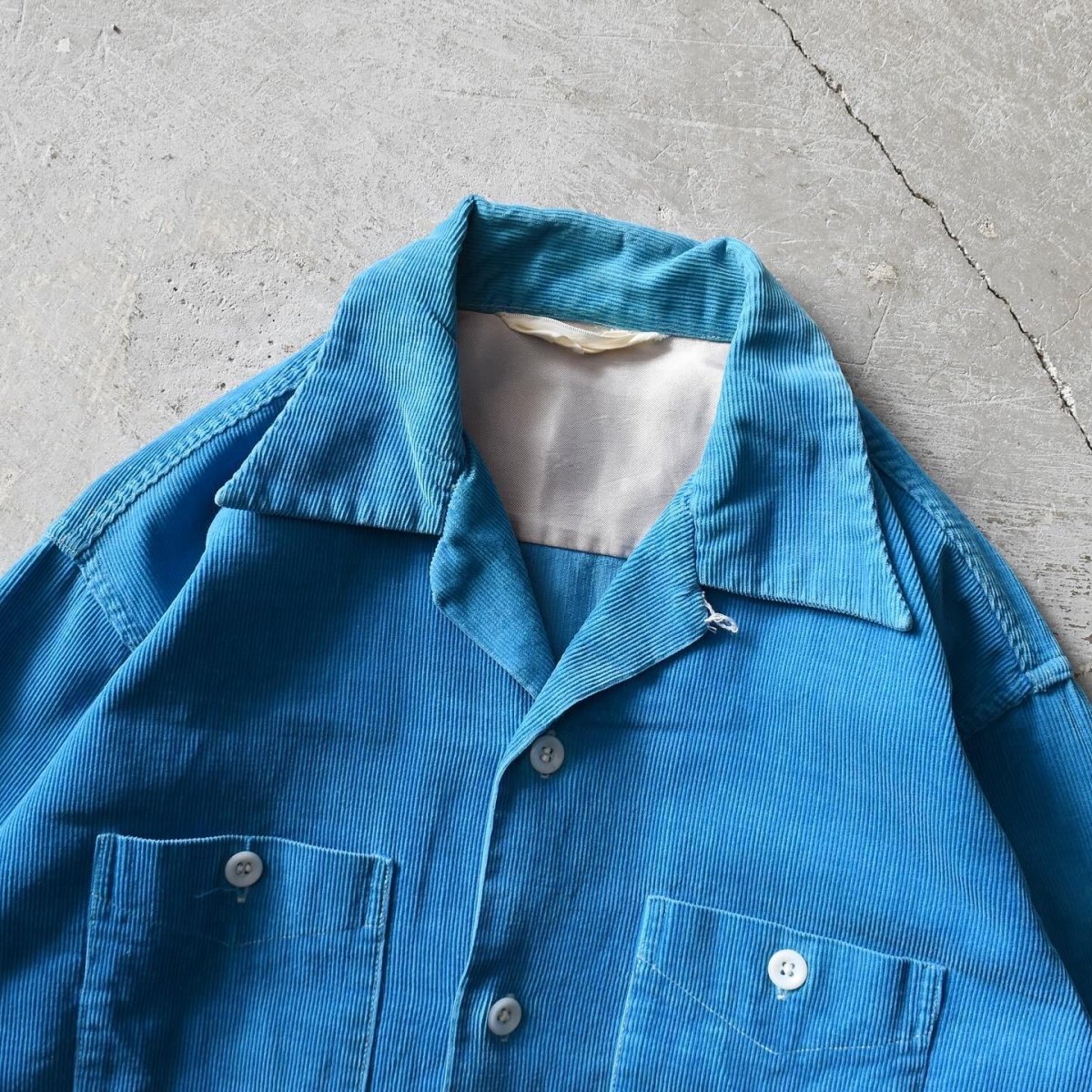 画像4: 1950s コーデュロイシャツ　 "TURQUOISE BLUE"　 実寸M  (4)
