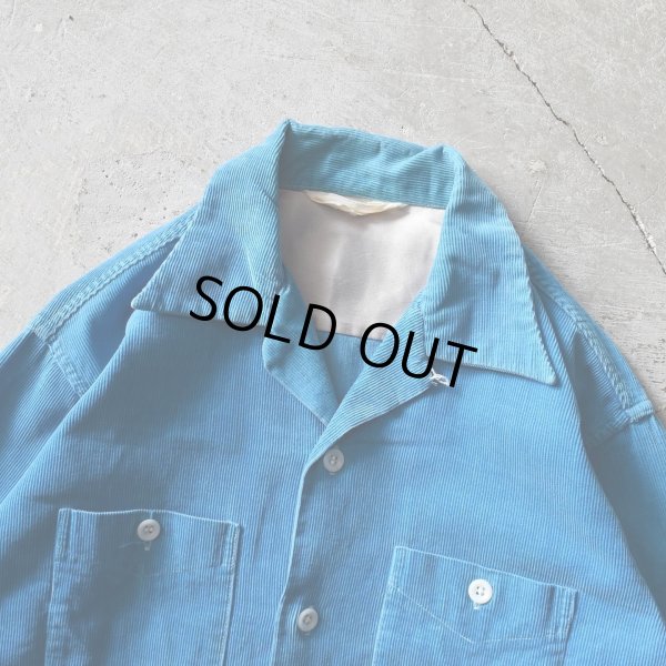 画像4: 1950s コーデュロイシャツ　 "TURQUOISE BLUE"　 実寸M 