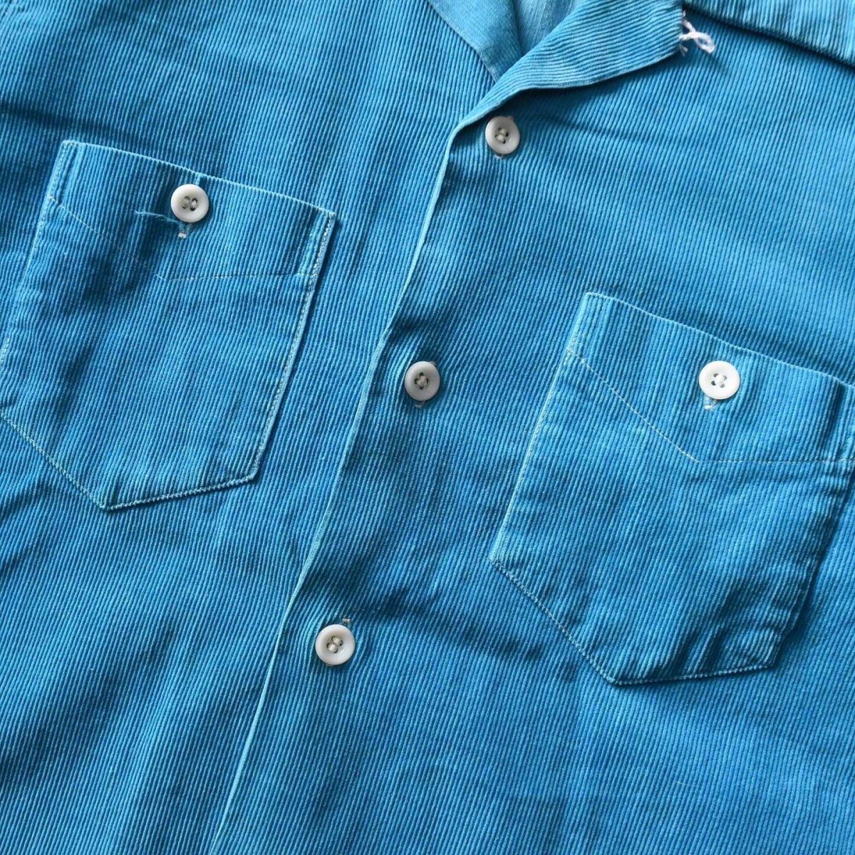 画像7: 1950s コーデュロイシャツ　 "TURQUOISE BLUE"　 実寸M  (7)