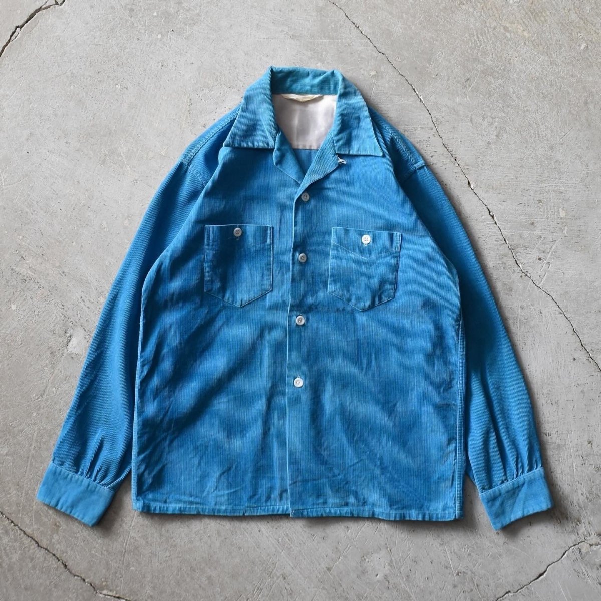 画像1: 1950s コーデュロイシャツ　 "TURQUOISE BLUE"　 実寸M  (1)
