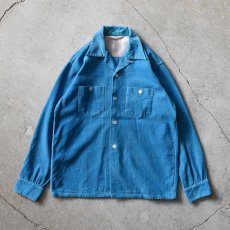 画像1: 1950s コーデュロイシャツ　 "TURQUOISE BLUE"　 実寸M  (1)