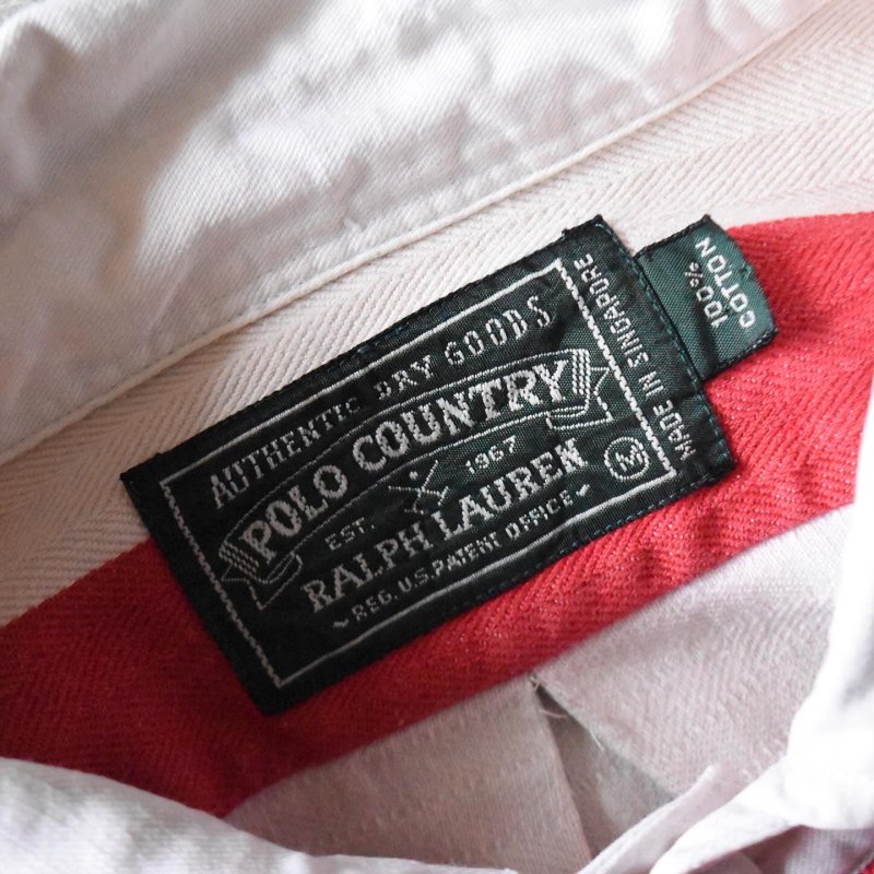 1990s POLO COUNTRY ヘリンボーンラガーシャツ 表記M - 古着屋HamburgCafe