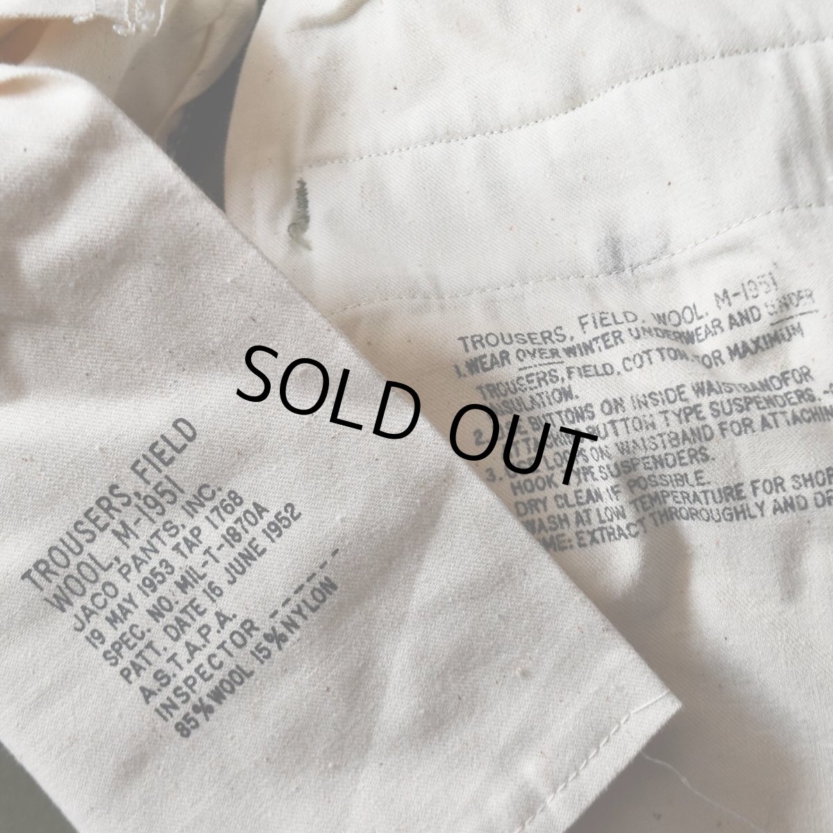 画像5: "DEAD STOCK"　 50s US.ARMY M-51ウールフィールドパンツ　 表記SMALL-SHORT  (5)