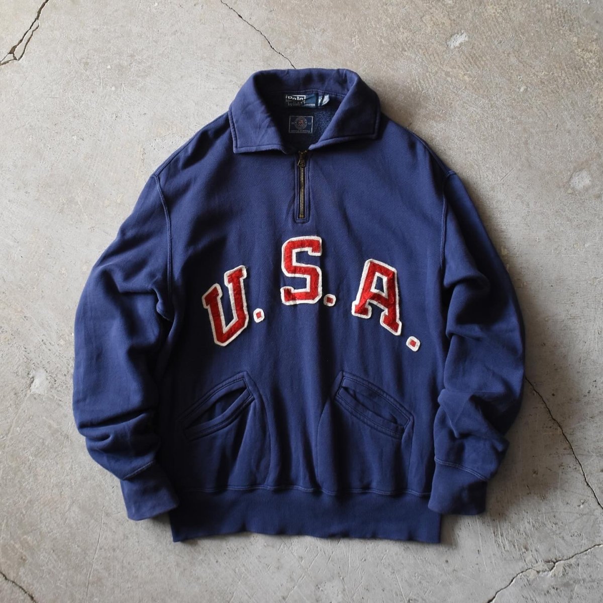 画像1: Polo by RalphLauren ハーフジップスウェット　 "2012 USA OLYMPIC TEAM"　 表記M  (1)