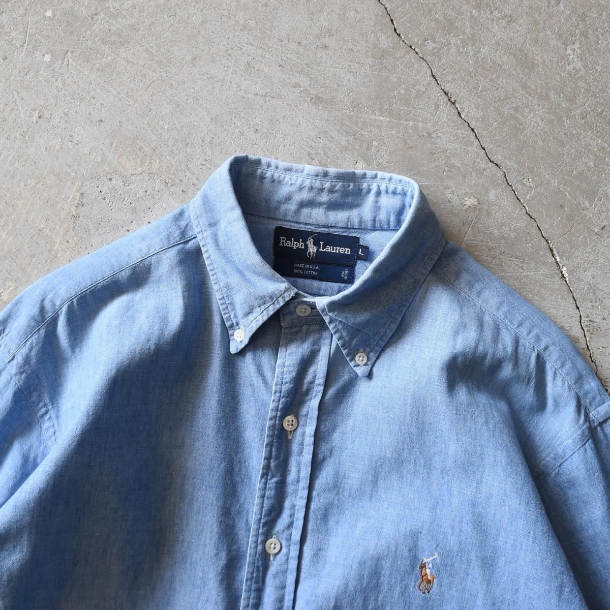画像4: 1990s Ralph Lauren シャンブレーシャツ　 "MADE IN USA"　 表記L  (4)