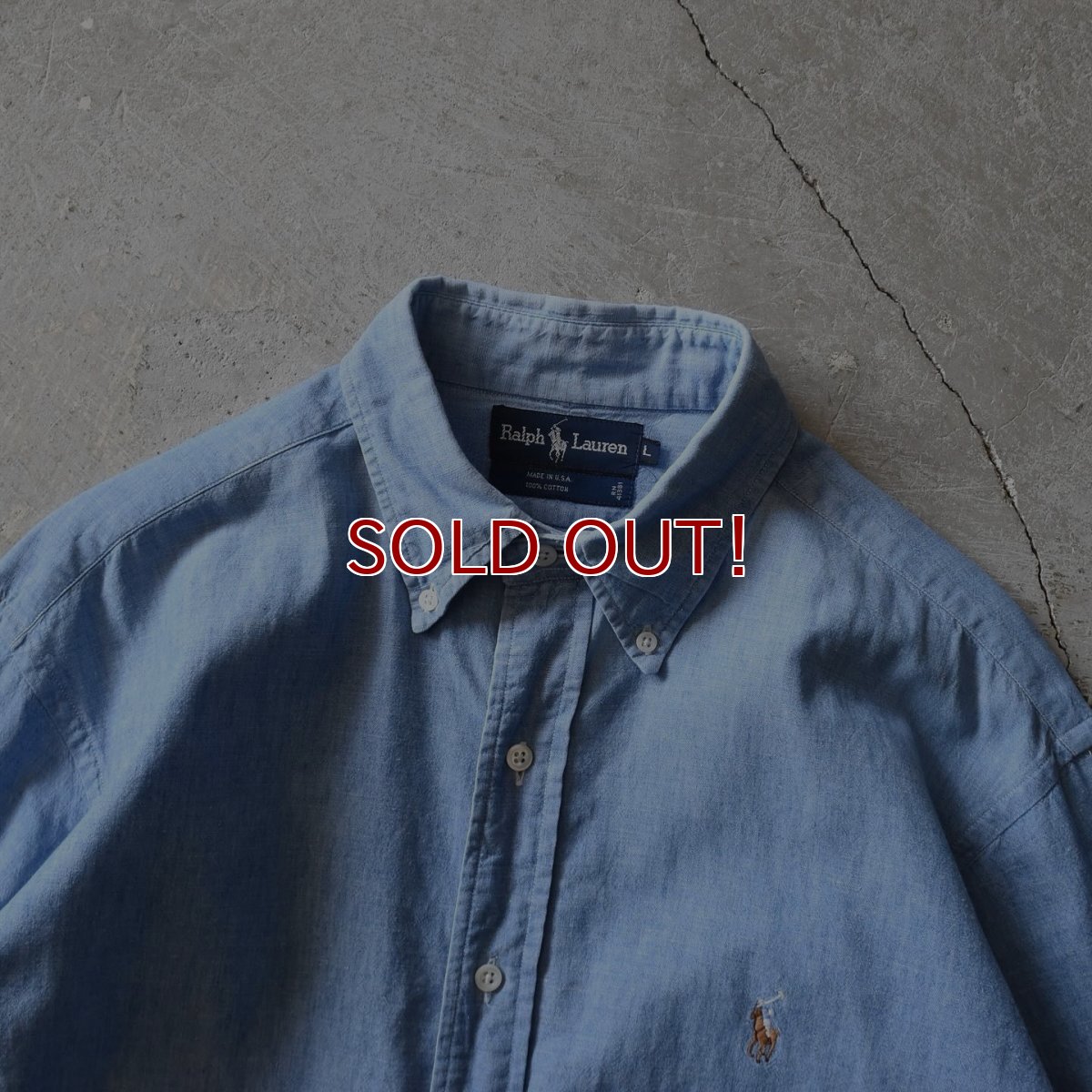 画像4: 1990s Ralph Lauren シャンブレーシャツ　 "MADE IN USA"　 表記L  (4)