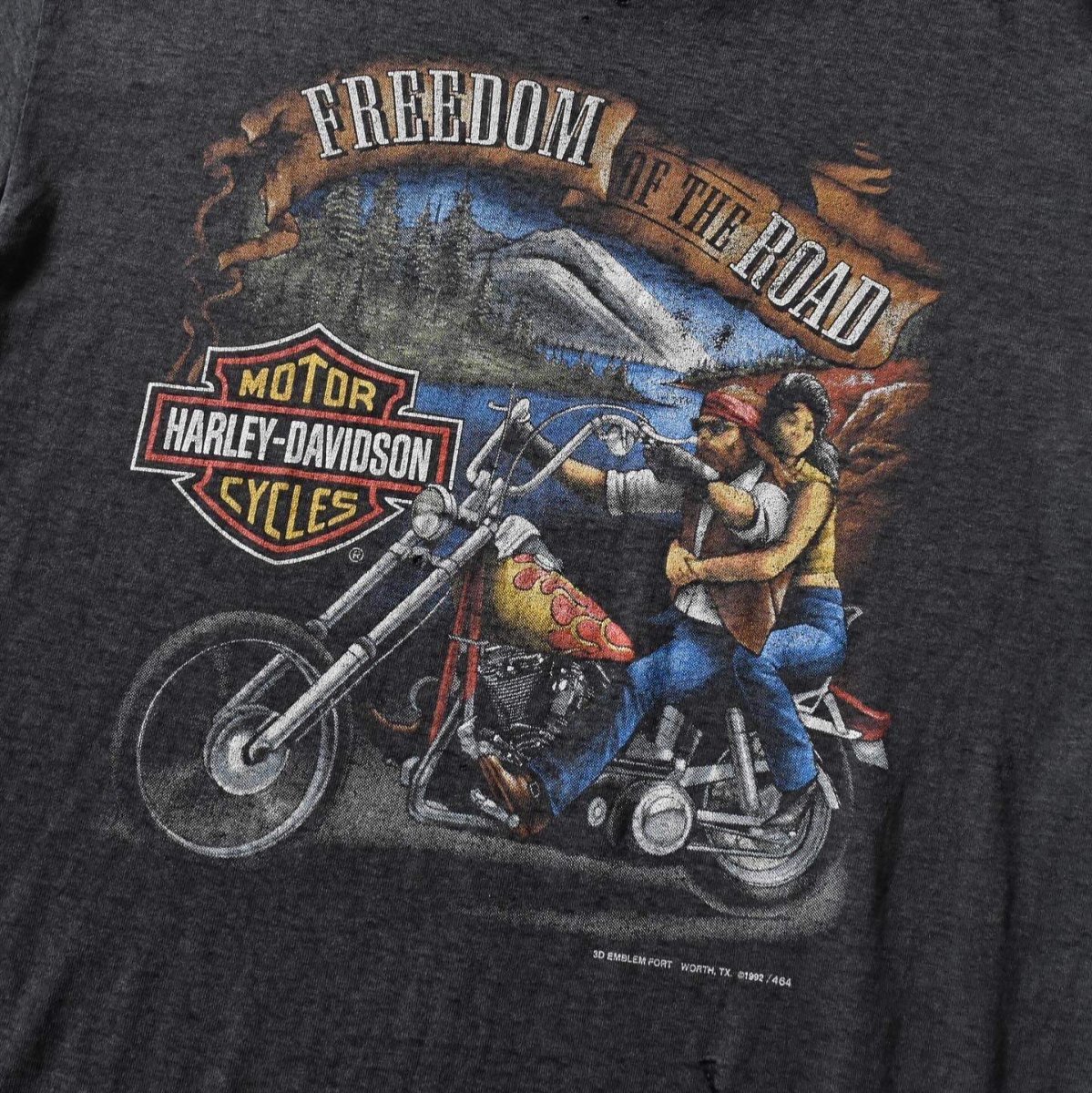 画像4: 1990s HARLEY-DAVIDSON "FREEDOM OF THE ROAD"Tシャツ　 "3D EMBLEM /MADE IN USA"　 実寸L  (4)