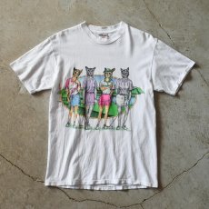 画像1: 1990s ONEITA ねご両面プリントTシャツ　 "MADE IN USA"　 表記M  (1)
