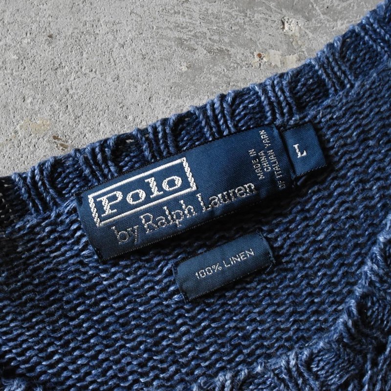 1990s Polo by Ralph Lauren インディゴリネンニット 表記L - 古着屋