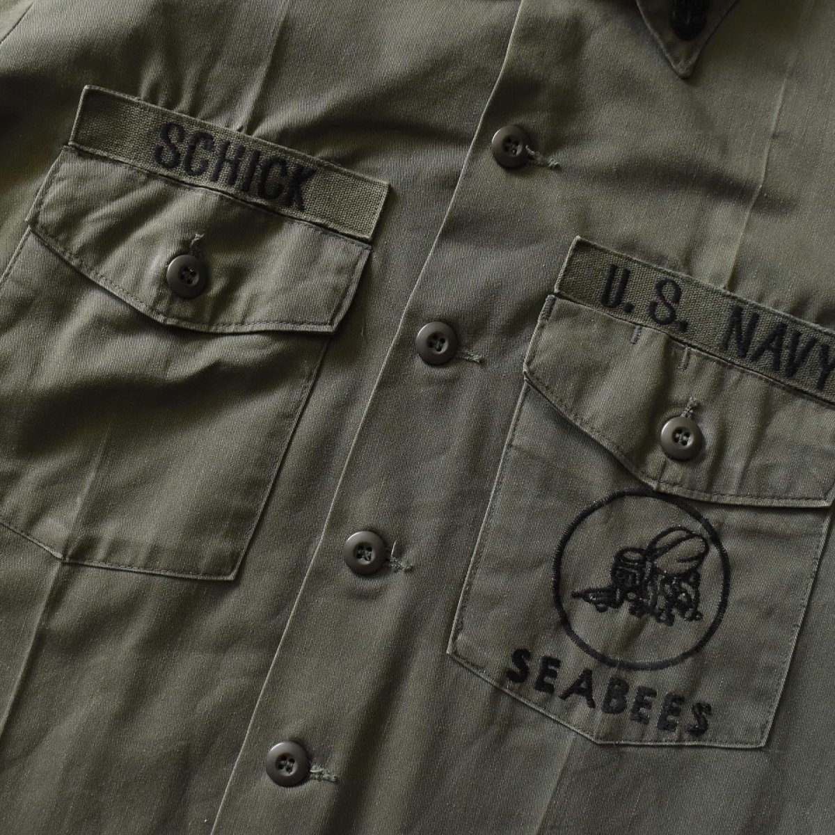 画像8: 1970s US.NAVY SEABEES OG507ユーティリティシャツ　 表記17 1/2×36？  (8)