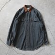 画像1: 1990s BANDANA REPUBLIC 襟レザーコットンシャツ　<br>表記M<br> (1)