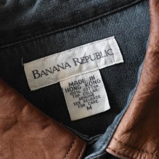 画像3: 1990s BANDANA REPUBLIC 襟レザーコットンシャツ　 表記M  (3)