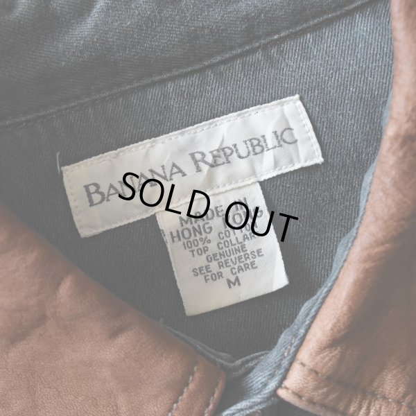 画像3: 1990s BANDANA REPUBLIC 襟レザーコットンシャツ　 表記M 