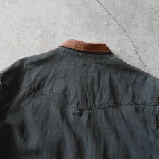画像9: 1990s BANDANA REPUBLIC 襟レザーコットンシャツ　 表記M  (9)