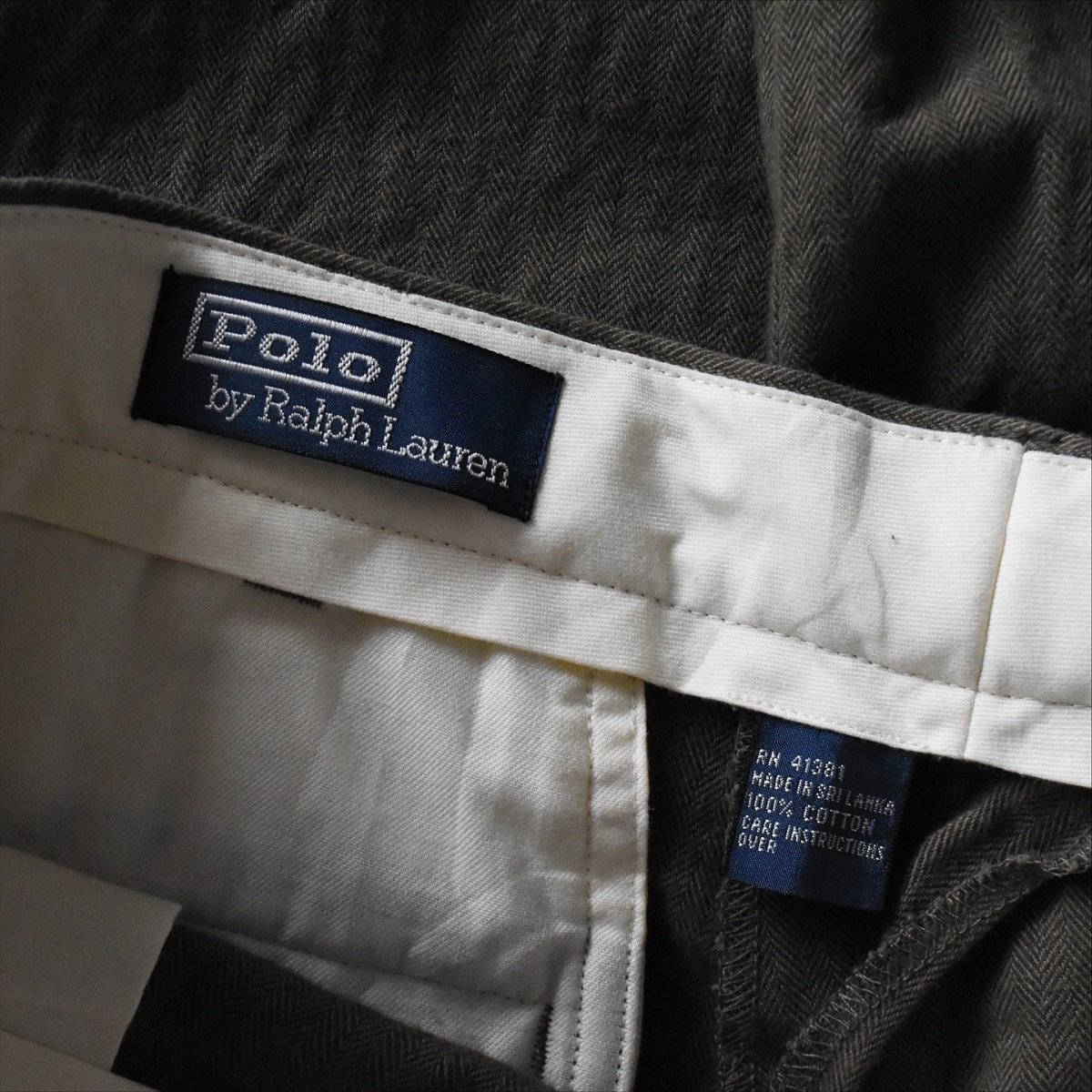 画像2: Polo by Ralph Lauren ヘリンボーン2タックパンツ　 表記W34 L32  (2)