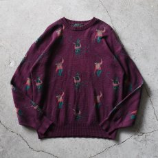 画像1: 1990s ORVIS フィッシング柄コットンセーター　 "MADE IN USA"　 表記L  (1)