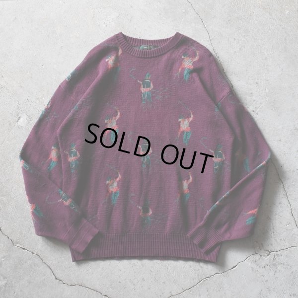 画像1: 1990s ORVIS フィッシング柄コットンセーター　 "MADE IN USA"　 表記L 