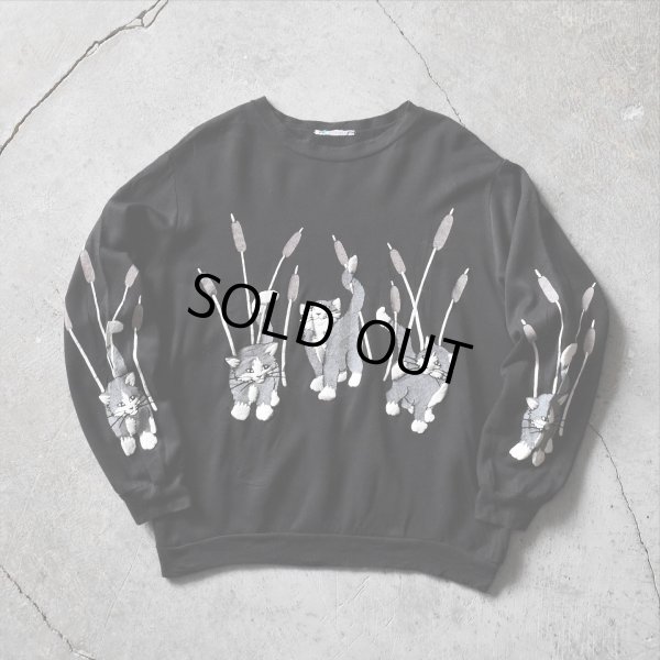 画像1: 1980s ねご 発泡プリントスウェット　 実寸L 