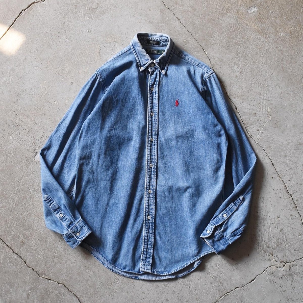 画像1: 1980s Polo by Ralph Lauren デニムシャツ　 "MADE IN USA"　 表記boysXL  (1)