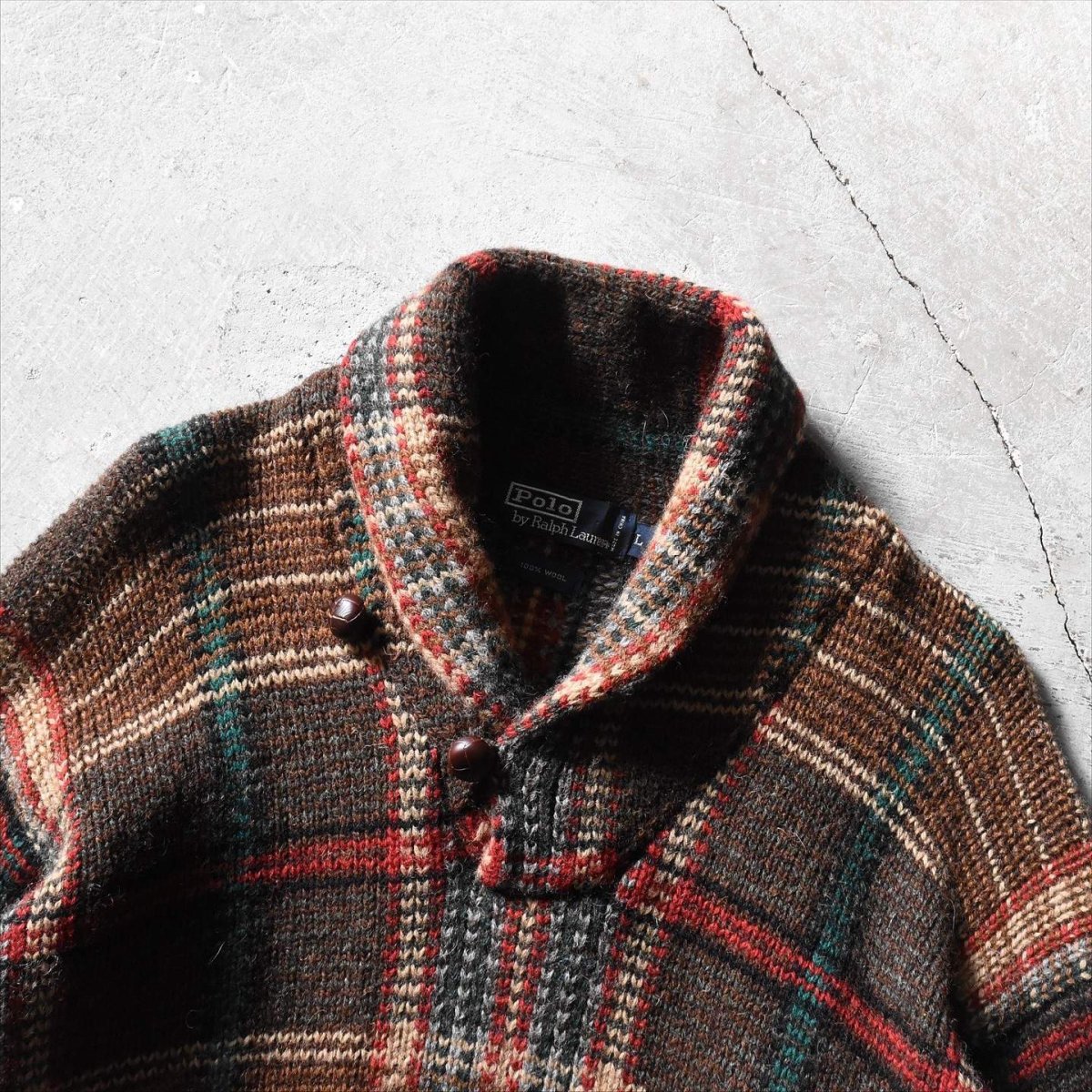 画像4: Polo by RalphLauren ショールカラーウールニットセーター　 表記L  (4)