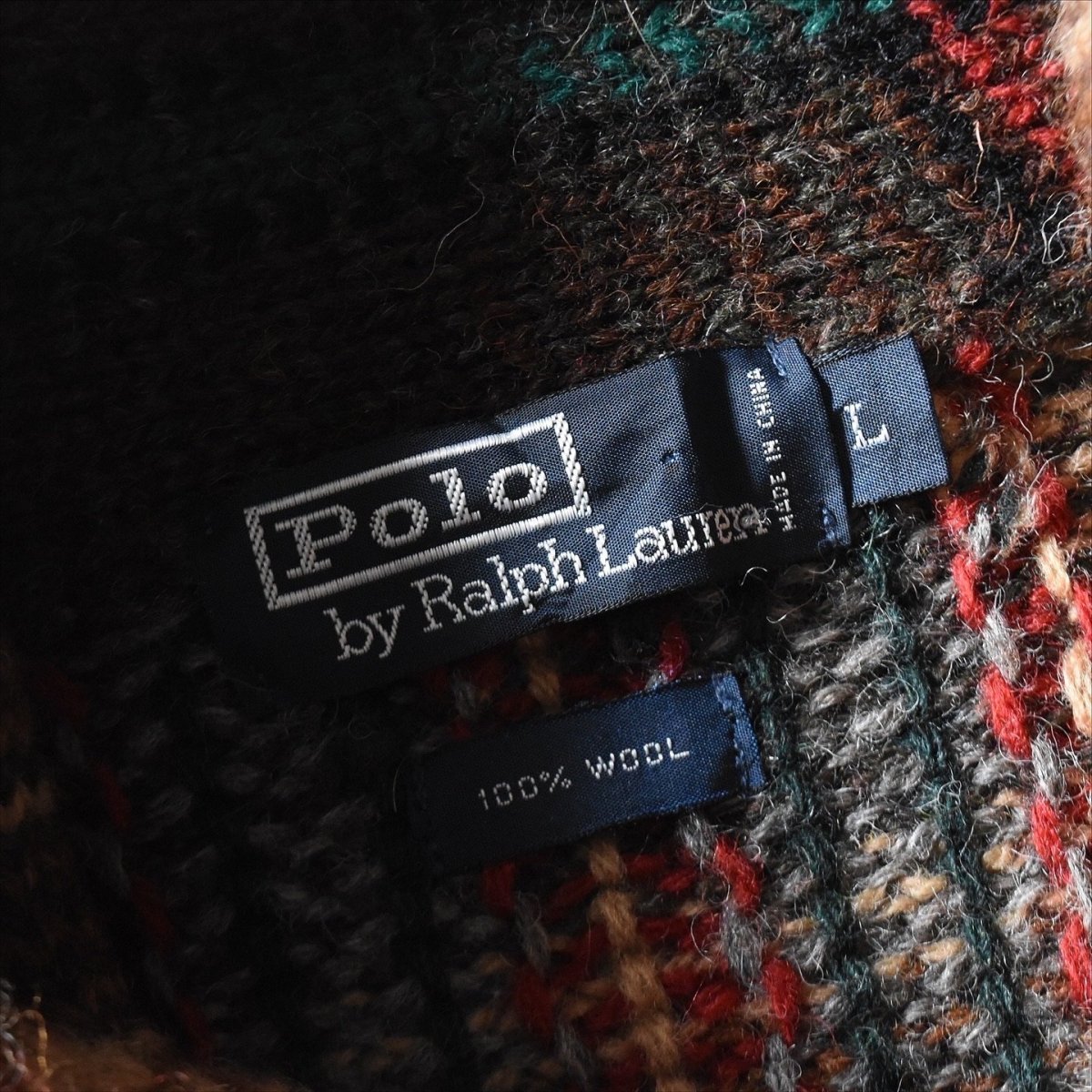 画像3: Polo by RalphLauren ショールカラーウールニットセーター　 表記L  (3)
