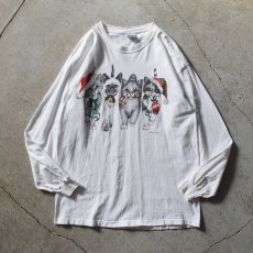画像1: 1990s MERRY CHRISTMAS ねご L/S Tシャツ　 表記L  (1)