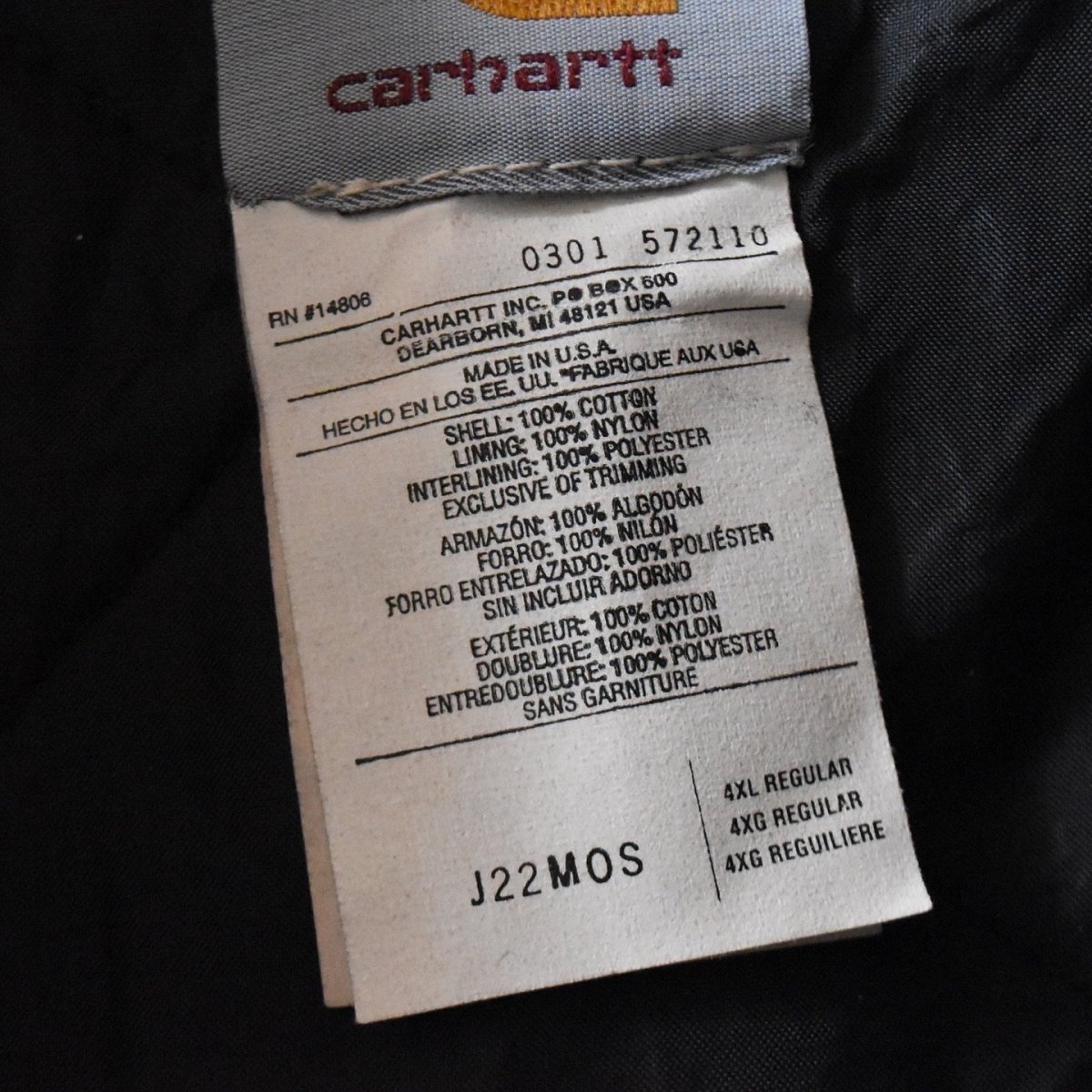 画像8: DEAD STOCK　 Carhartt トラディショナルジャケット　 "MADE IN USA"　 表記4XL  (8)