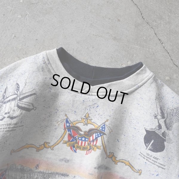 画像4: 1990s ART UNLIMITED アメリカ南北戦争 総柄スウェット　 実寸L 