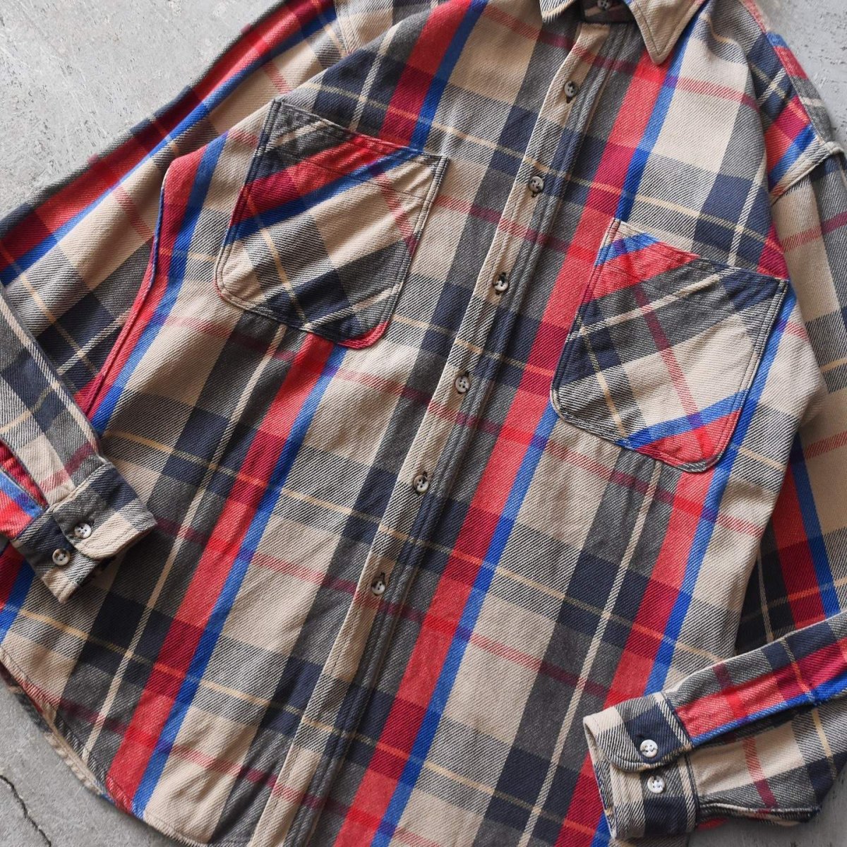 画像5: 1990s ST JOHN'S BAY ヘビーネルシャツ　 "MADE IN USA"　 表記M-TALL  (5)