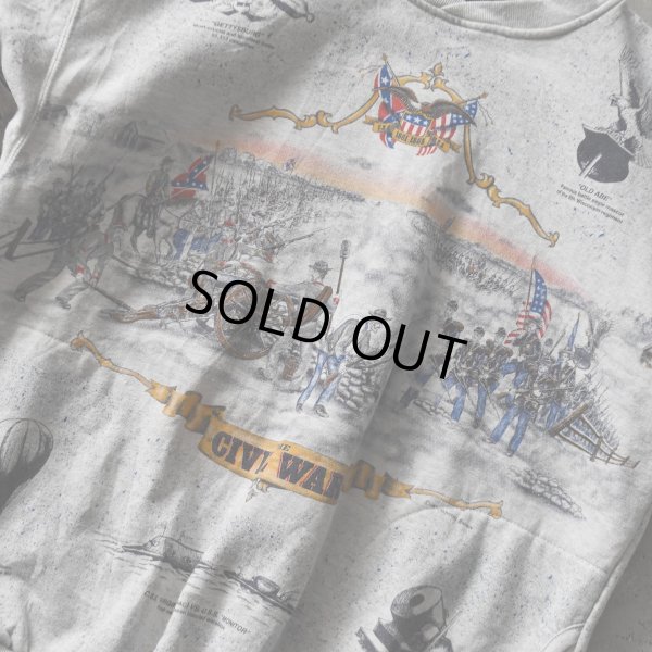 画像5: 1990s ART UNLIMITED アメリカ南北戦争 総柄スウェット　 実寸L 