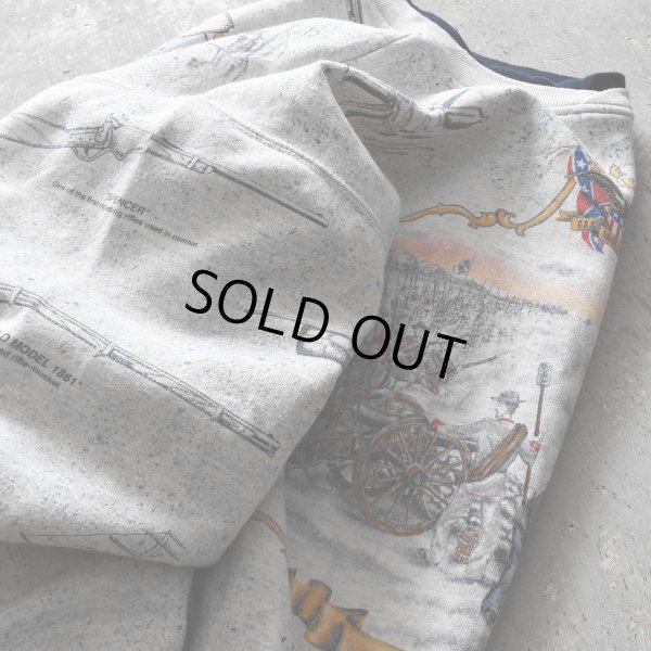 画像13: 1990s ART UNLIMITED アメリカ南北戦争 総柄スウェット　 実寸L 