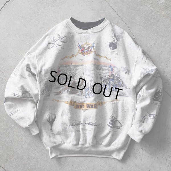 画像1: 1990s ART UNLIMITED アメリカ南北戦争 総柄スウェット　 実寸L 