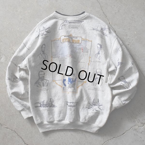 画像2: 1990s ART UNLIMITED アメリカ南北戦争 総柄スウェット　 実寸L 