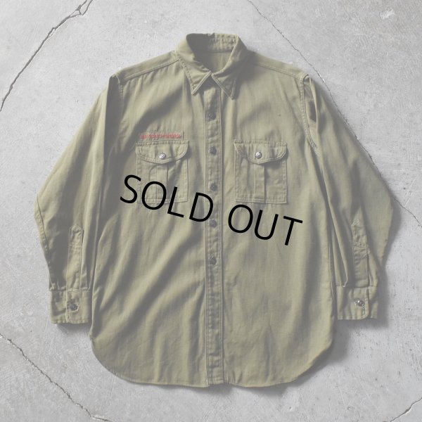 画像1: 1940s BSA BOY SCOUTS マチ付きシャツ　 "チェンジボタン"　 実寸ML 