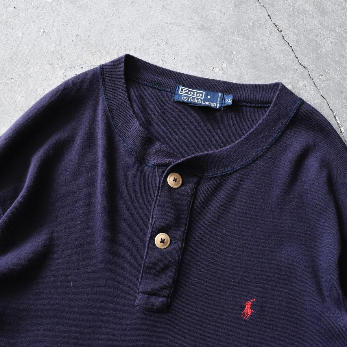 画像2: Polo by Ralph Lauren ヘンリーネック長袖Tシャツ　 表記XL  (2)