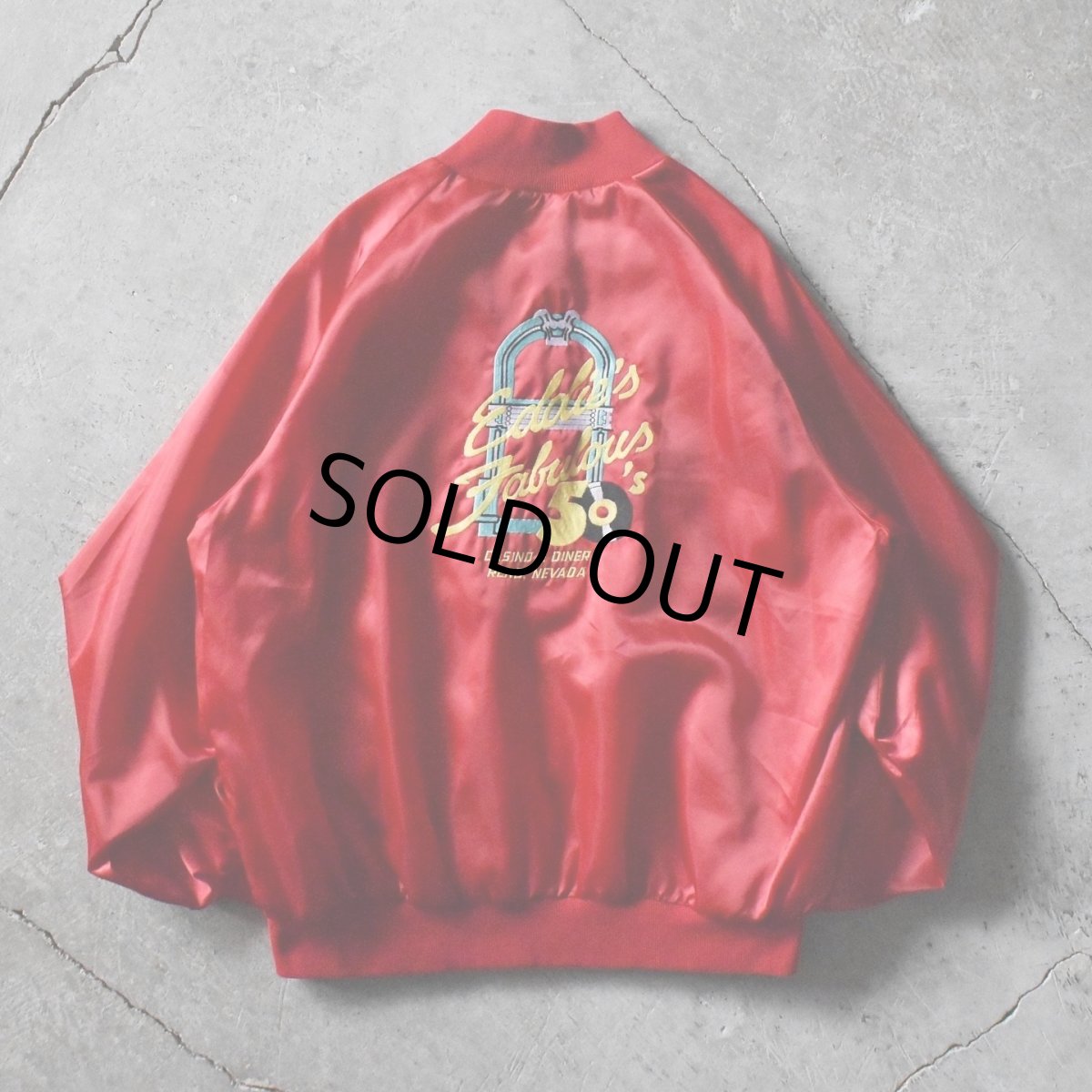 画像1: 1990s Eddie's Fabulous 50's ナイロンサテンジャケット　 "MADE IN USA"　 表記2XL  (1)