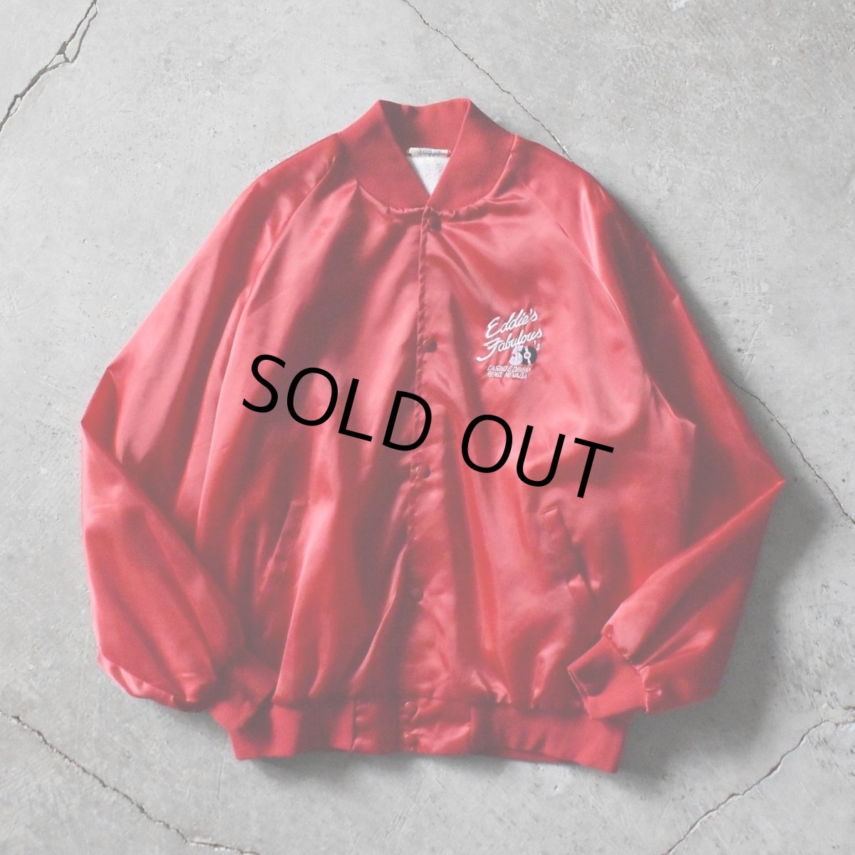 画像2: 1990s Eddie's Fabulous 50's ナイロンサテンジャケット　 "MADE IN USA"　 表記2XL  (2)