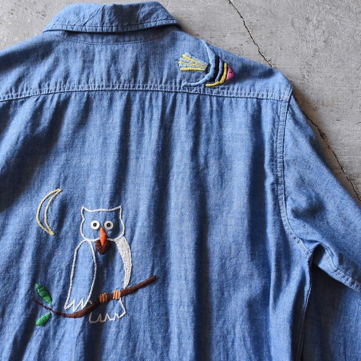 画像13: 1970s OSHKOSH 刺繍シャンブレーシャツ　 "MADE IN USA"　 表記15 REG  (13)