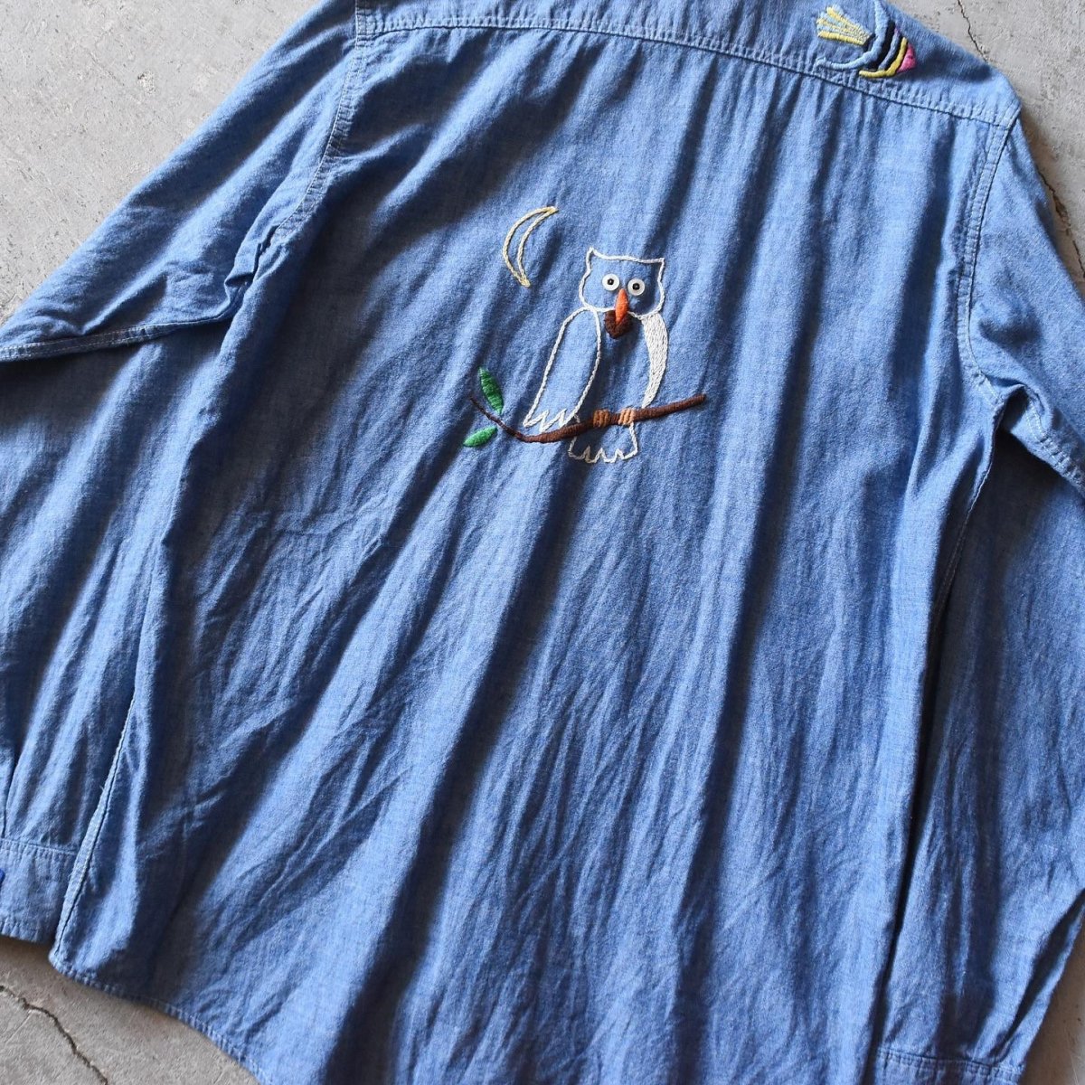 画像12: 1970s OSHKOSH 刺繍シャンブレーシャツ　 "MADE IN USA"　 表記15 REG  (12)