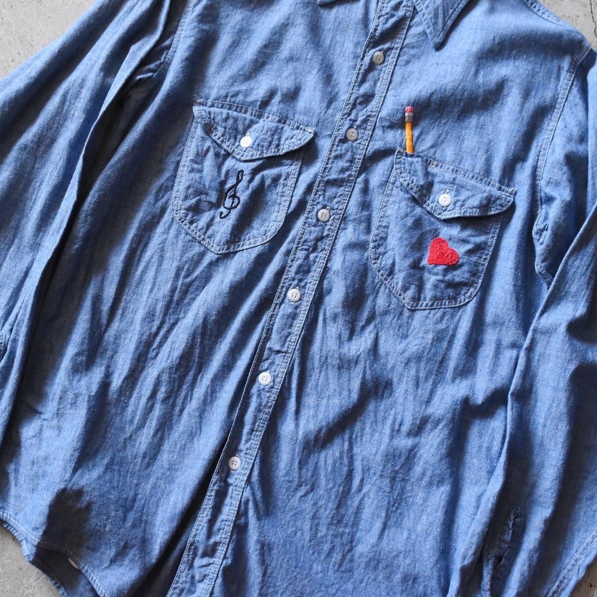 画像5: 1970s OSHKOSH 刺繍シャンブレーシャツ　 "MADE IN USA"　 表記15 REG  (5)